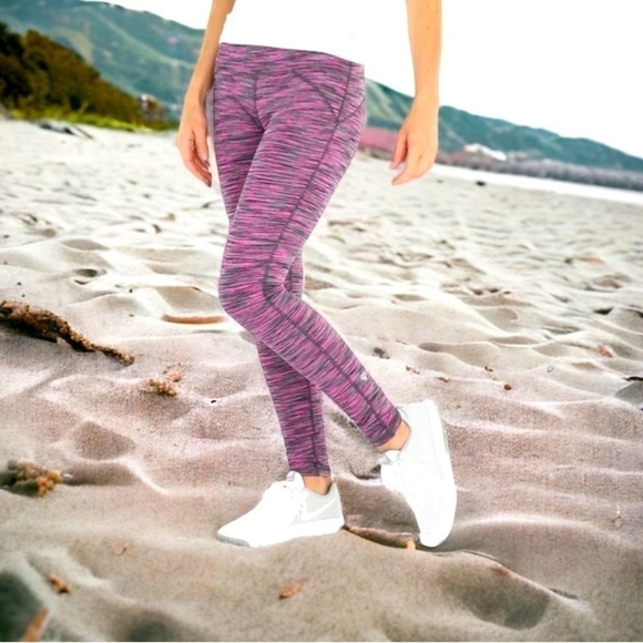 Women Activewear Straight Down Epic Leggings High Waisted Pink Grey Capri - Picture 1 of 5